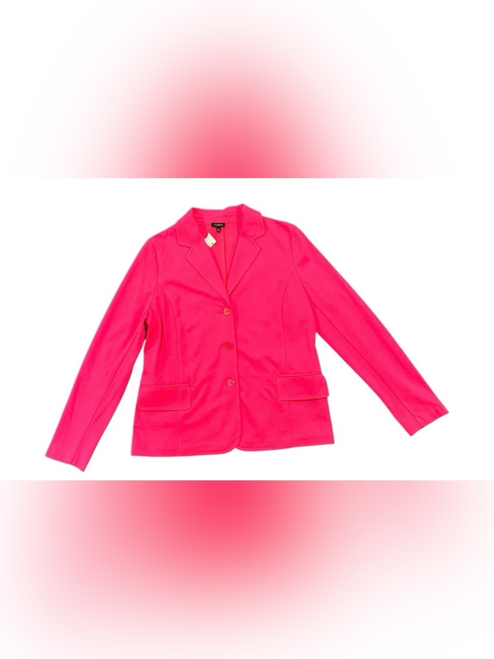 NEW Talbots Knit 3-Button Blazer Pink XL Front Flap Pockets Barbiecore Bright